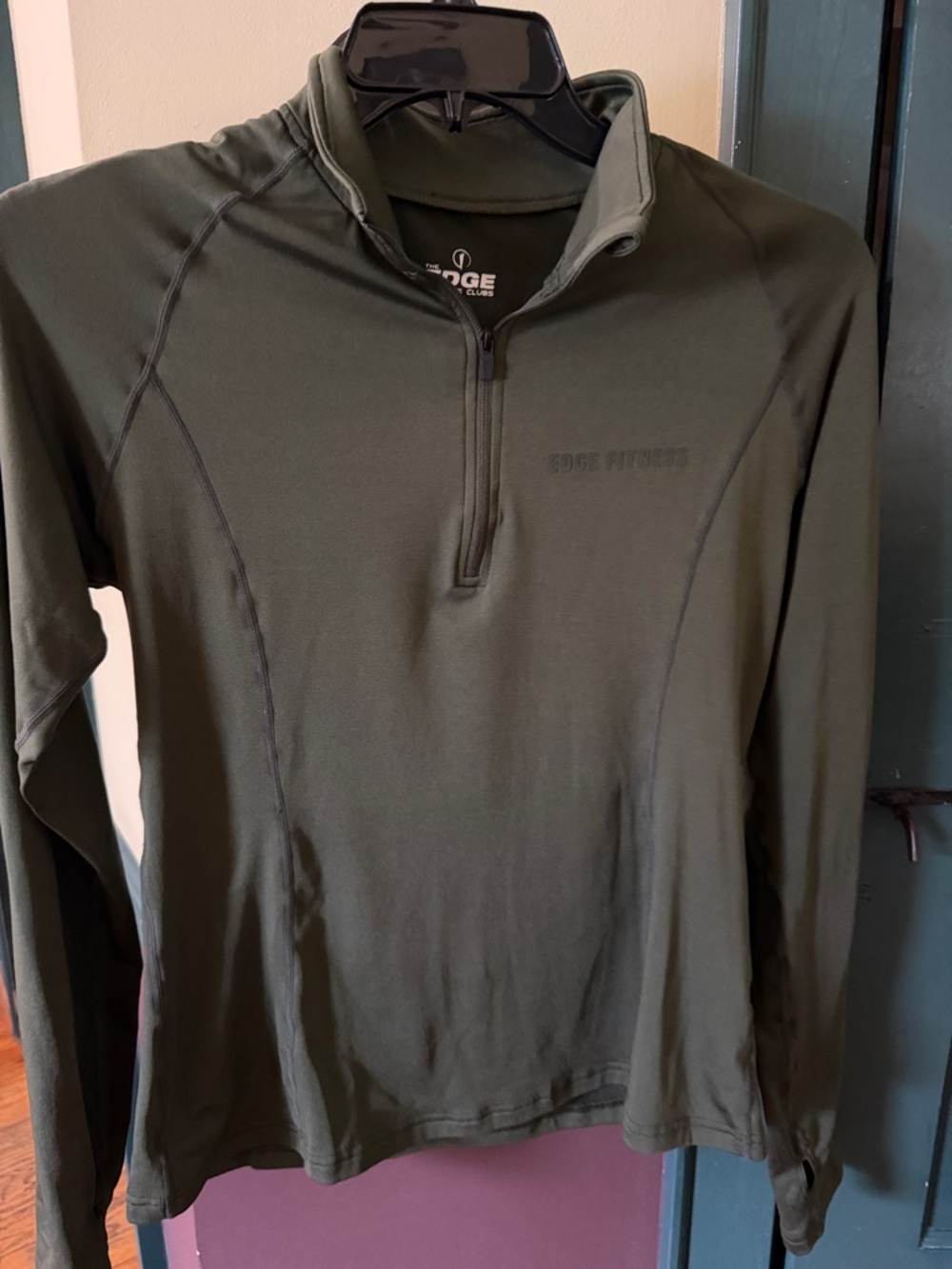 edge Olive Green Quarter-Zip Pullover Sweatshirt